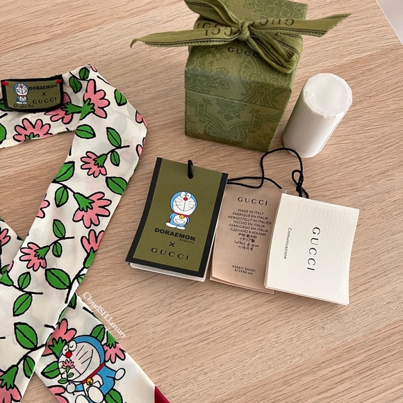 Auth Gucci x Doraemon Silk Scarf - Used once - Picture 6 of 6